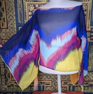 Cotton Express Flowy Sleeve Tie Dye Blouse Size Medium